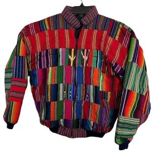 Vintage Patchwork Jacket Colorful Woven Striped Boho Ethnic Festival‎ Statement